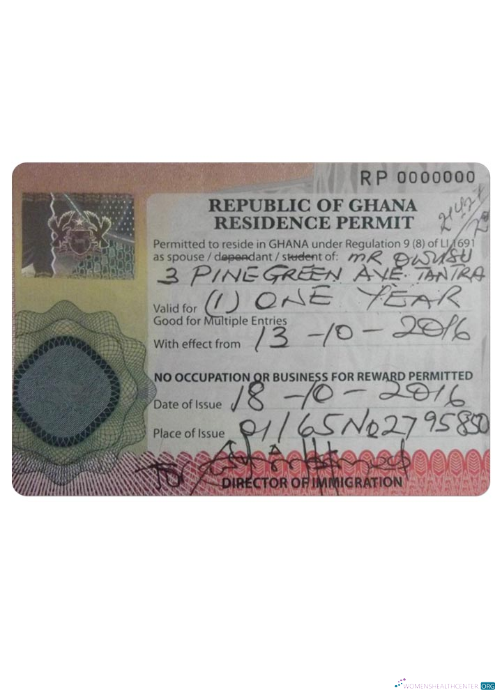 Download GHANA residence permit Photoshop template